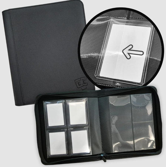 TCG Guru 4-Pocket Toploader Leather Binder Black - Cardframes.de