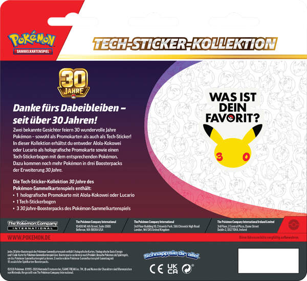 Pokémon 30 Jahre Tech-Sticker-Kollektion Verpackungsdetail