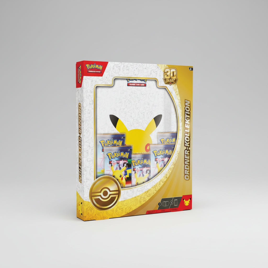 Pokémon 30 Jahre Ordner-Kollektion mit Sammelordner im Jubiläumsdesign und 5 Boosterpacks