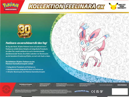 Rückseite der Pokémon 30 Jahre Kollektion Feelinara-ex mit Inhaltsangabe