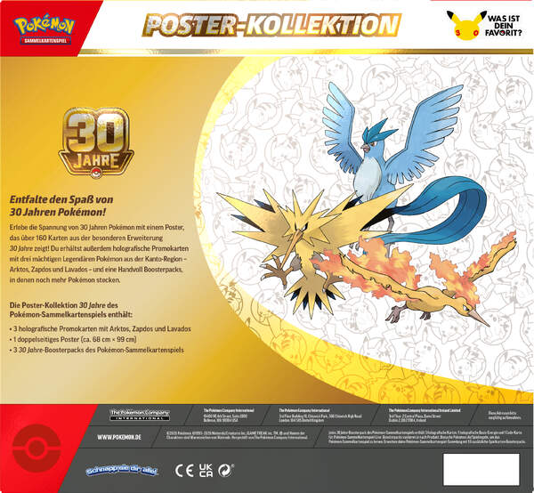 Rückseite der Pokémon 30 Jahre Poster-Kollektion mit Inhaltsangabe