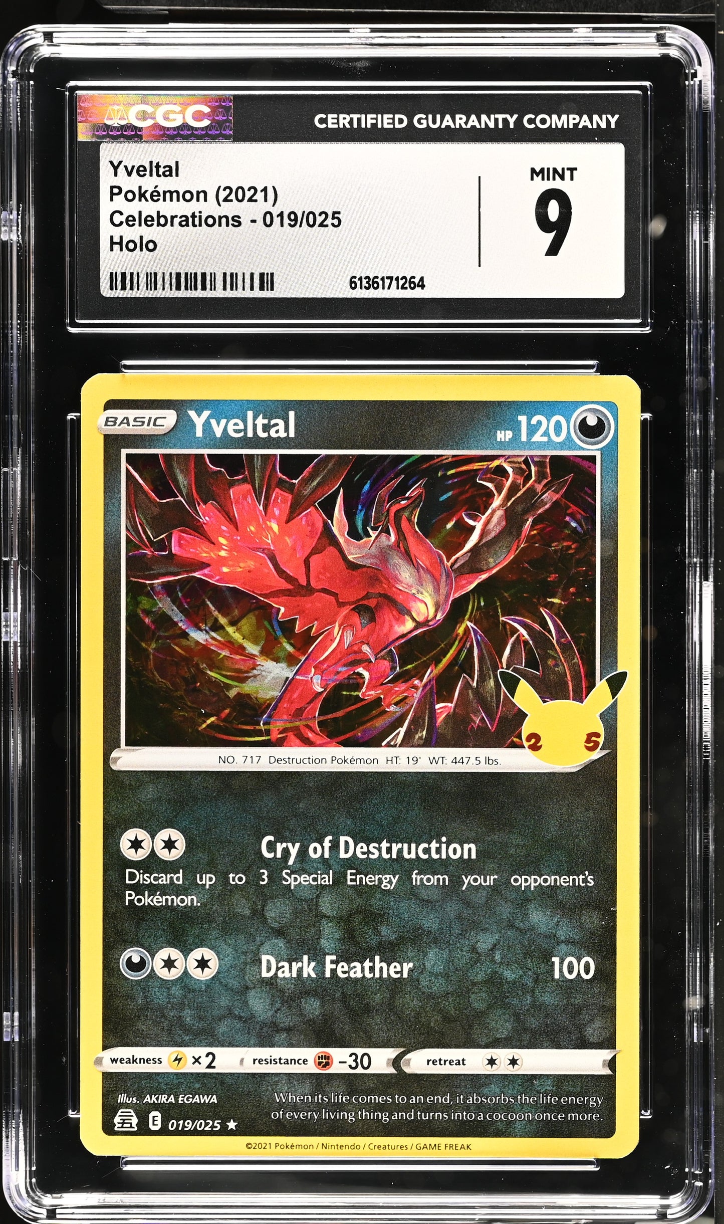Pokémon Celebrations 2021 – Yveltal Holo 019/025 CGC 9 Mint | English | 25th Anniversary