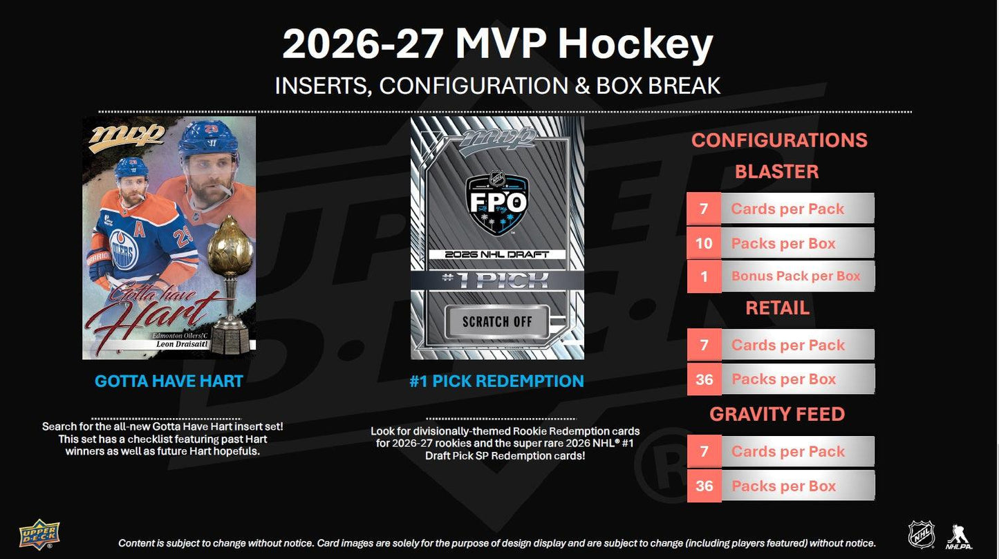 2026–27 NHL Upper Deck MVP Hockey (Hobby Box) | Vorbestellung | Release 15.08.2026 - Cardframes.de