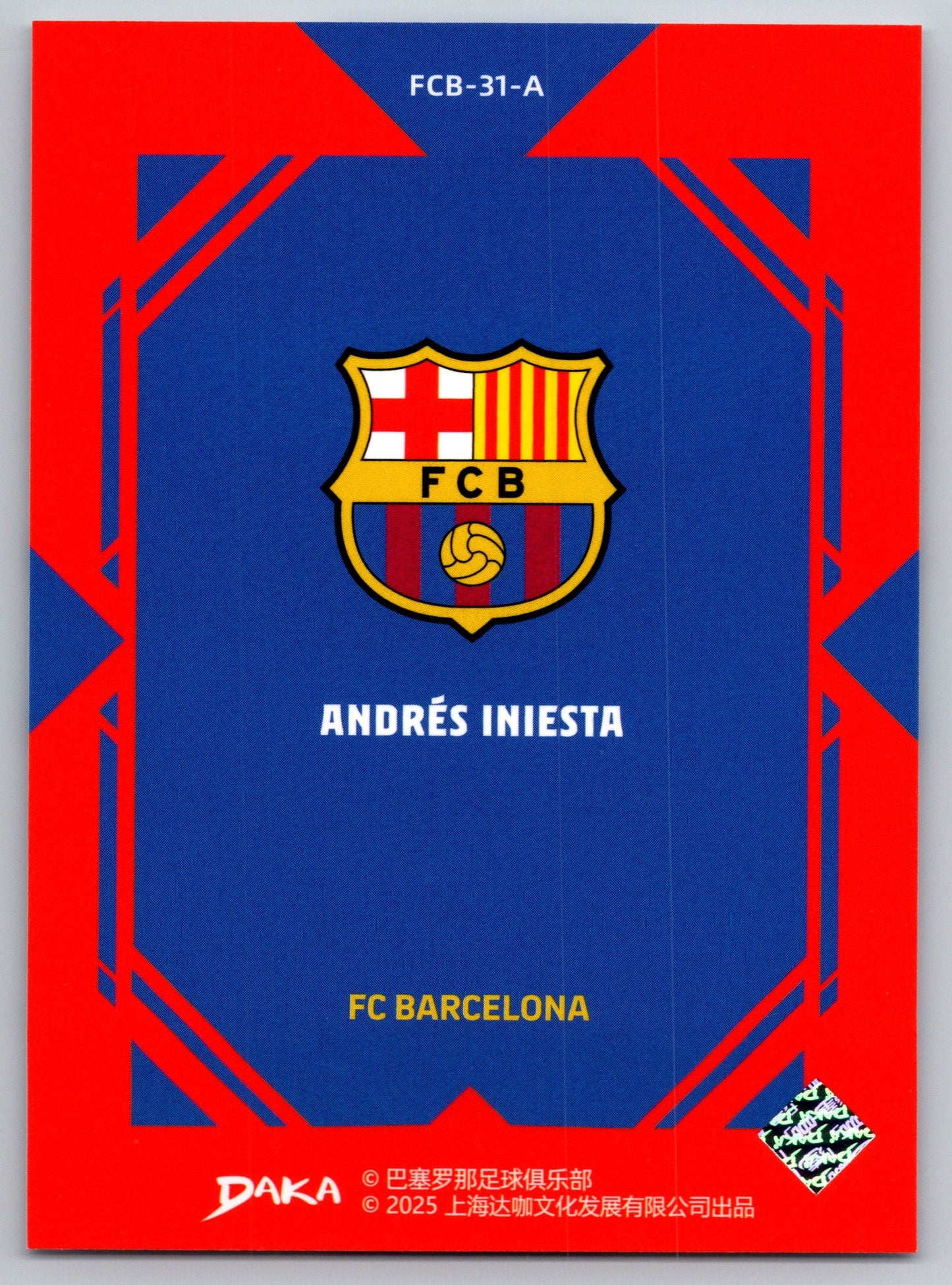 Andrés Iniesta - DAKA Top Audience 2025-26 FC Barcelona #FCB-31-A Fußball Sammelkarte Legende