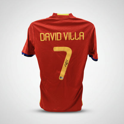 David Villa Signiertes Spanien Trikot – Original Adidas Authentic Nr. 7 Handsigniert mit Beckett COA - Cardframes.de