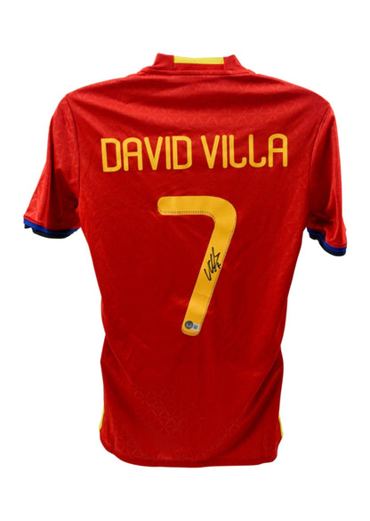 David Villa Signiertes Spanien Trikot – Original Adidas Authentic Nr. 7 Handsigniert mit Beckett COA