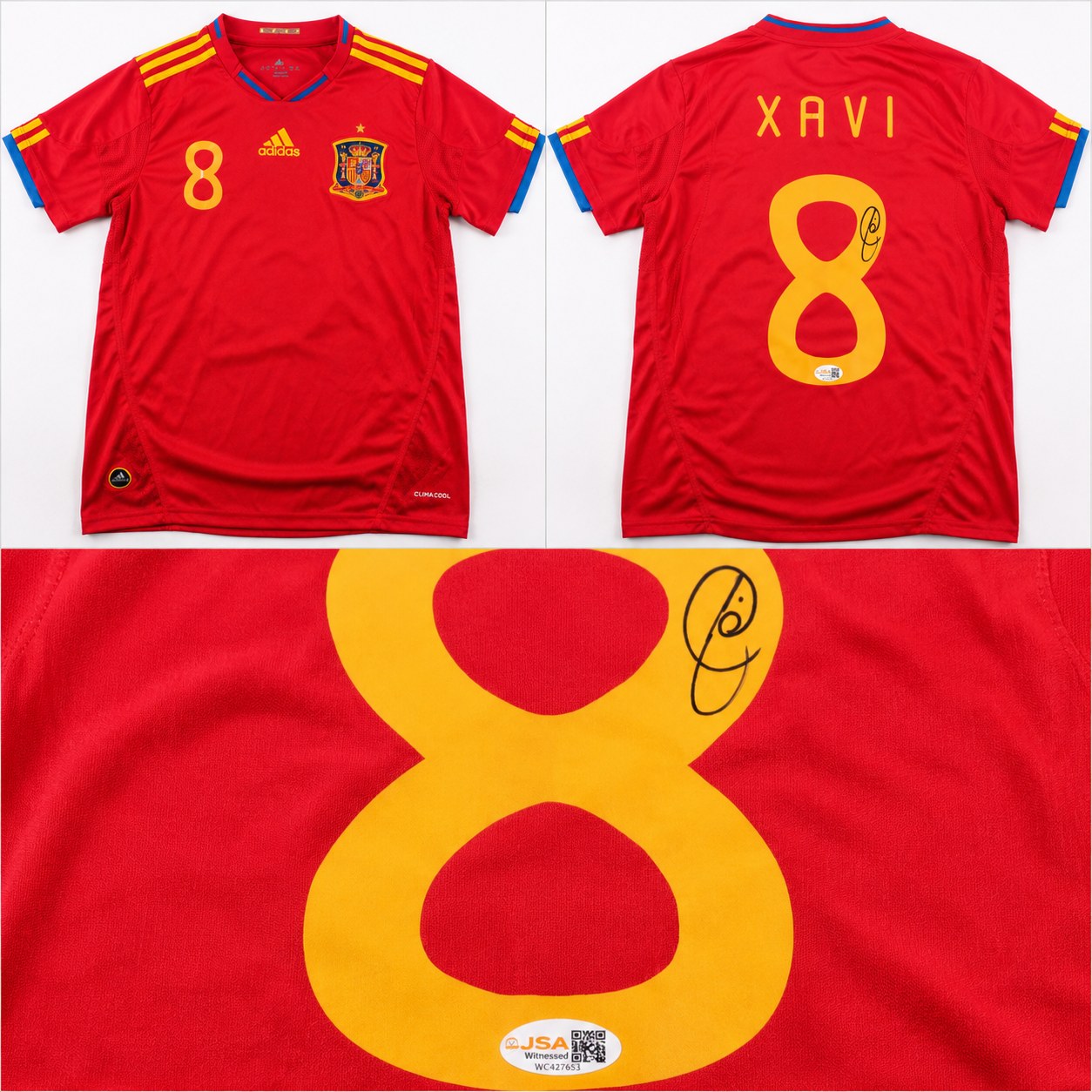 Xavi Hernández Signiertes Spanien Trikot WM 2010 – Original Adidas Authentic Weltmeister-Trikot Nr. 8 mit JSA COA