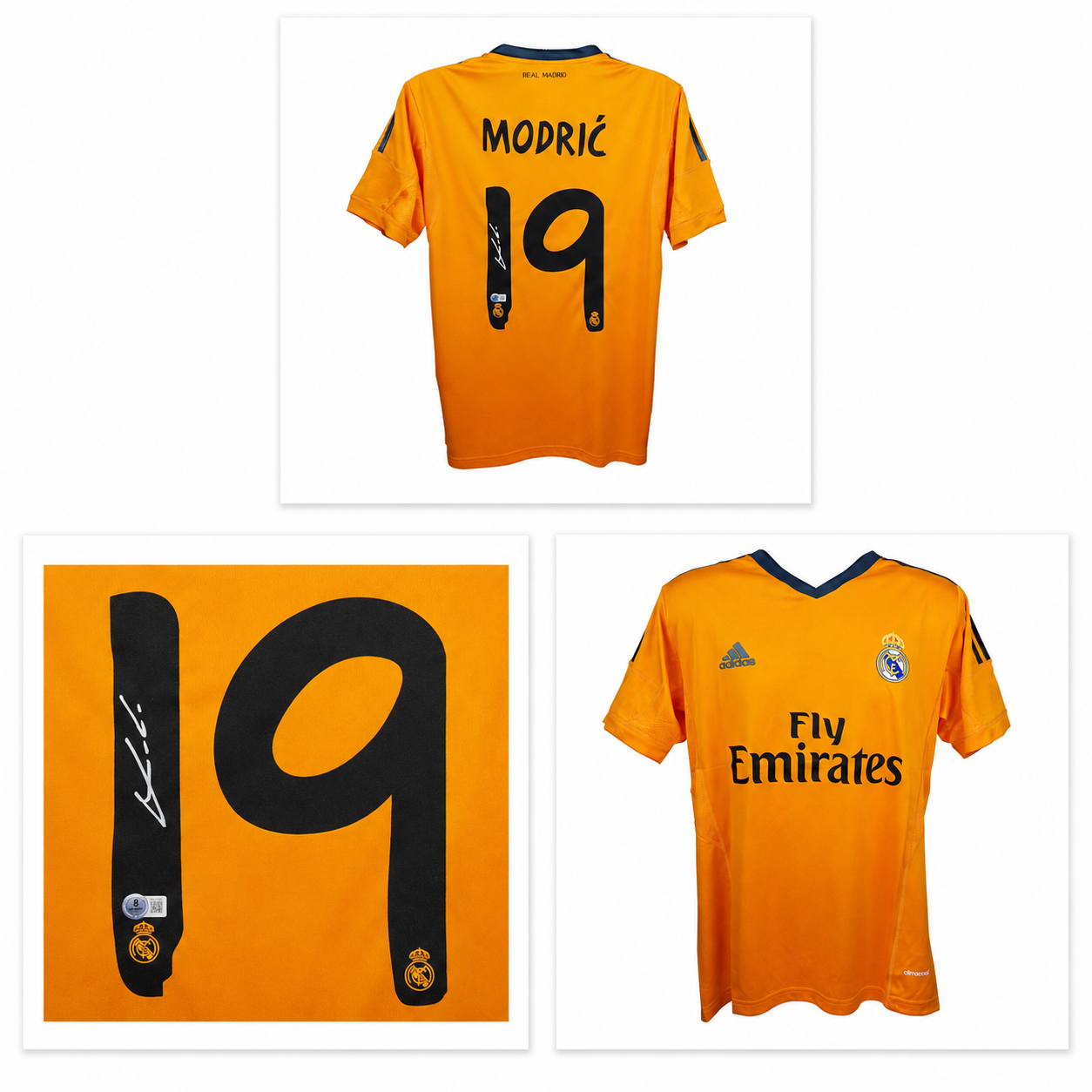 Luca Modrić Signiertes Trikot Real Madrid 2013/14 – Original Adidas Orange Auswärtstrikot mit Beckett COA - Cardframes.de