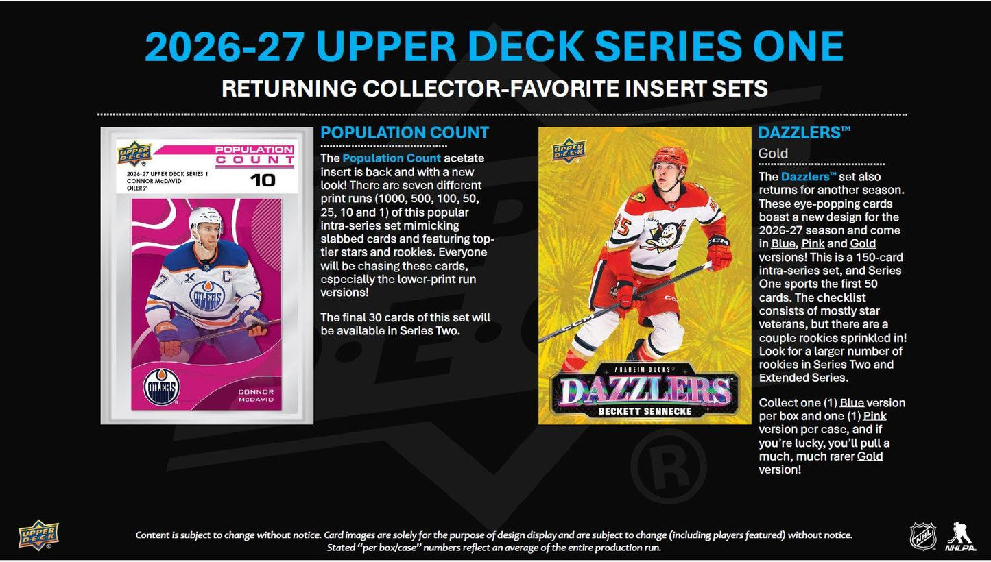 2026–27 NHL Upper Deck Series 1 Hockey (Hobby Box) | Vorbestellung | Release 07.10.2026 - Cardframes.de