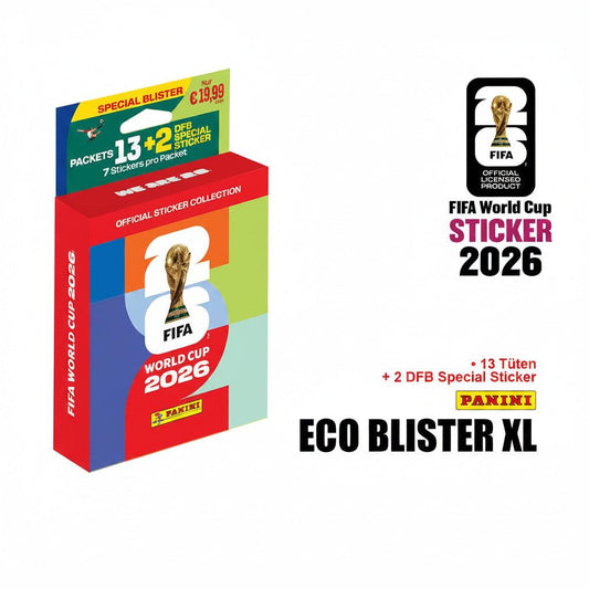 2026 FIFA World Cup Sticker Eco Blister XL – 13 Packs WM 2026 Sammelsticker Bundle - Cardframes.de
